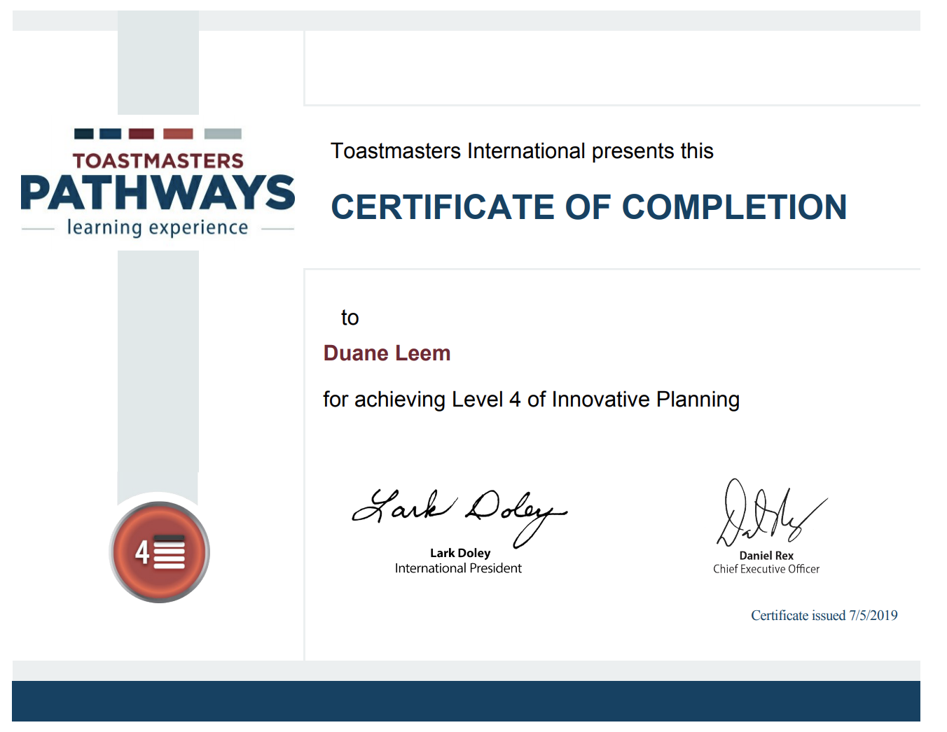 Toastmasters Innovative Planning 4