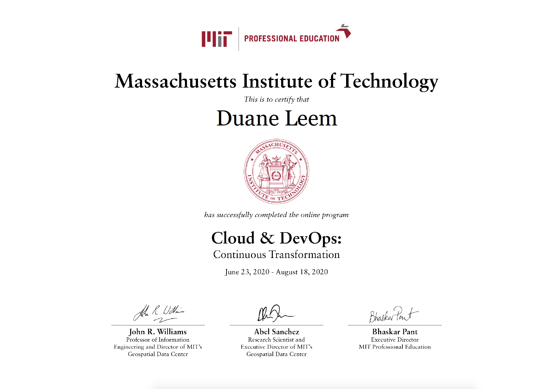 MIT Cloud & DevOps: Continuous Transformation