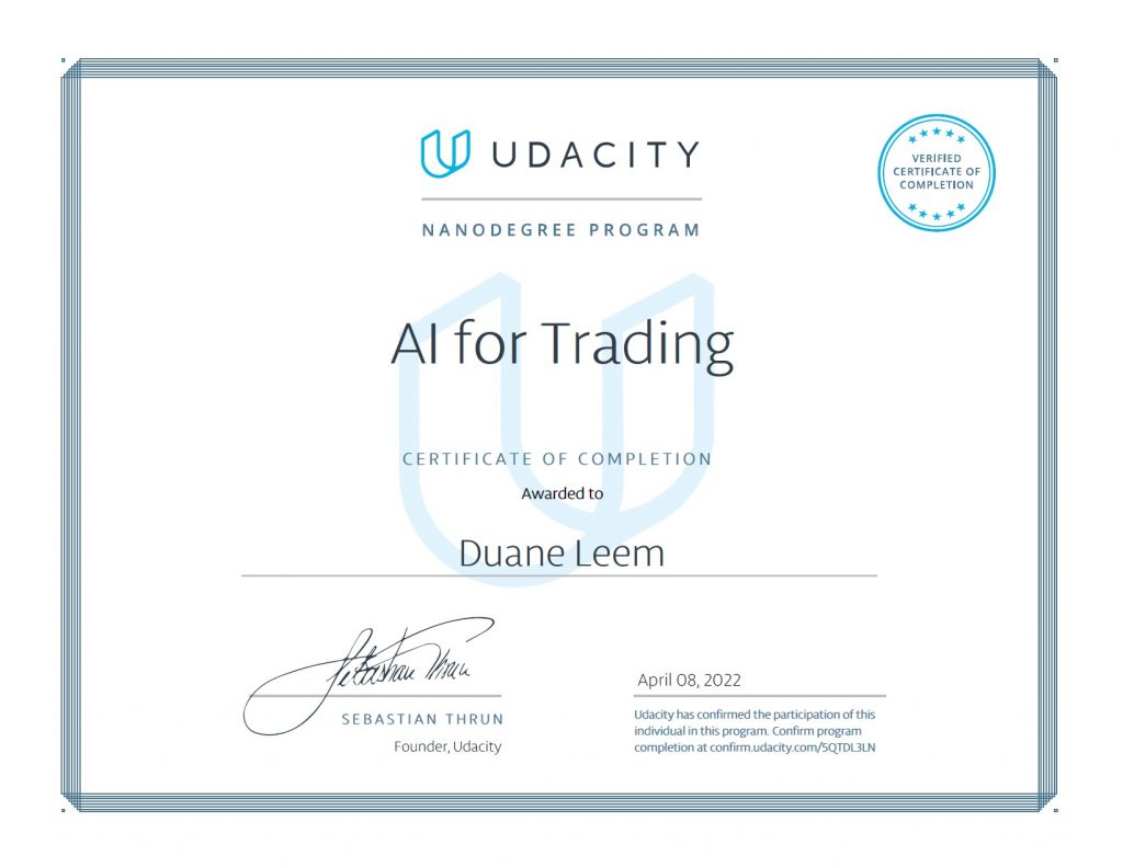 Udacity AI for Trading