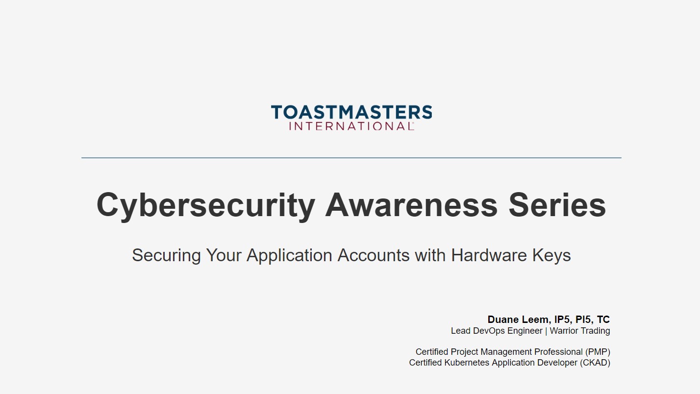 Cybersecurity Awareness: Hardware Two-Factor Authentication