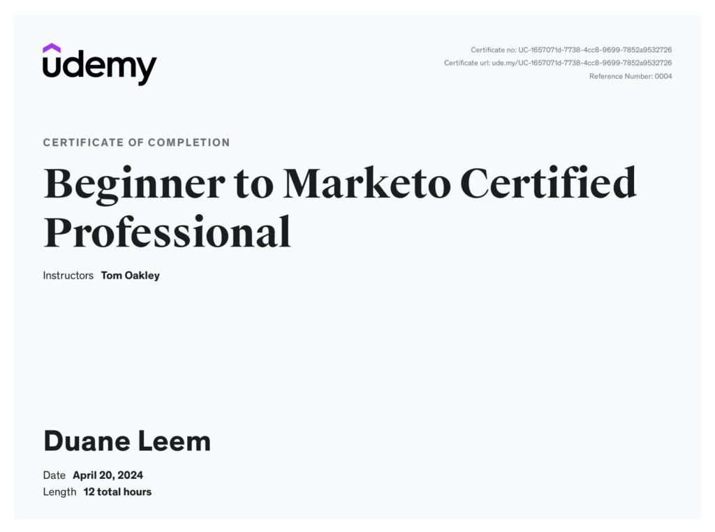 Beginner to Marketo Certified Professional - Certificate
