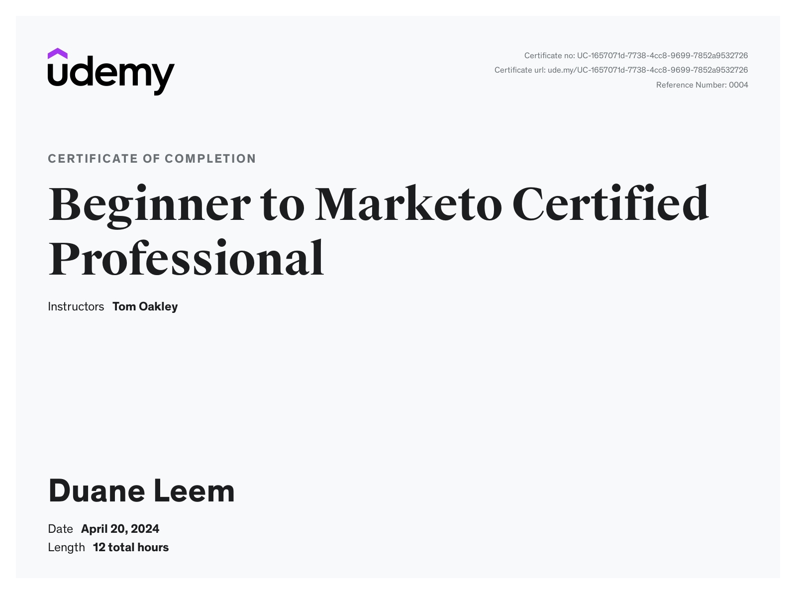 Marketo Certified Professional – Completed Training