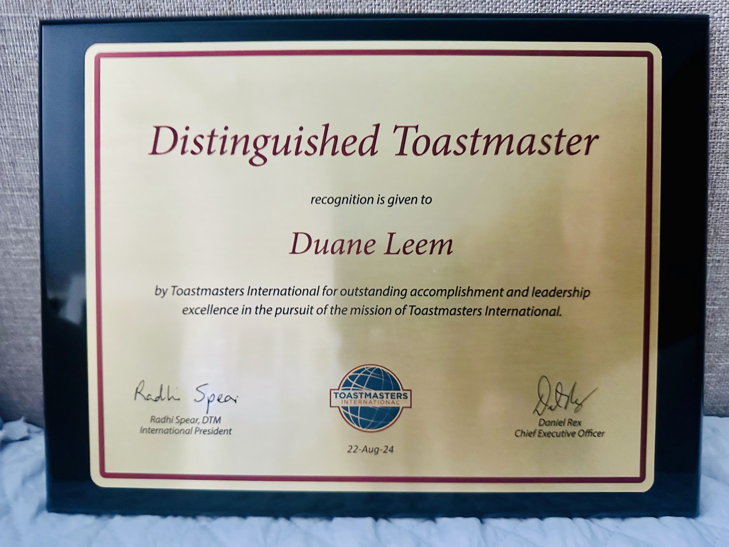 Achieved Distinguished Toastmaster